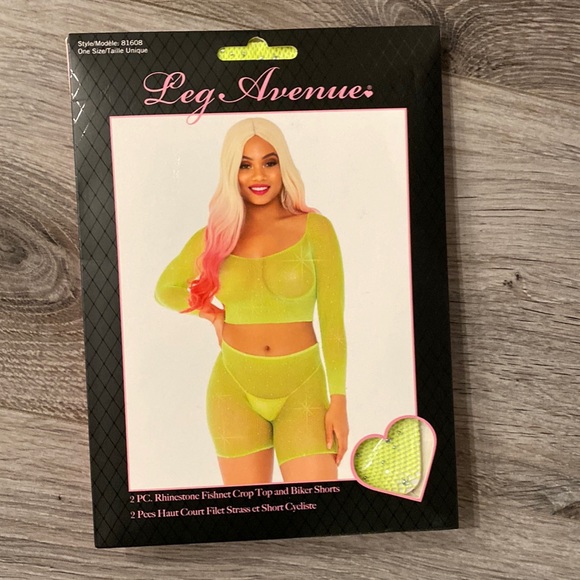 Brand new - Leg Avenue  2 peice fishnet with rhinestones - Picture 1 of 1